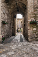 Fototapeta na wymiar Medieval road of Assisi.