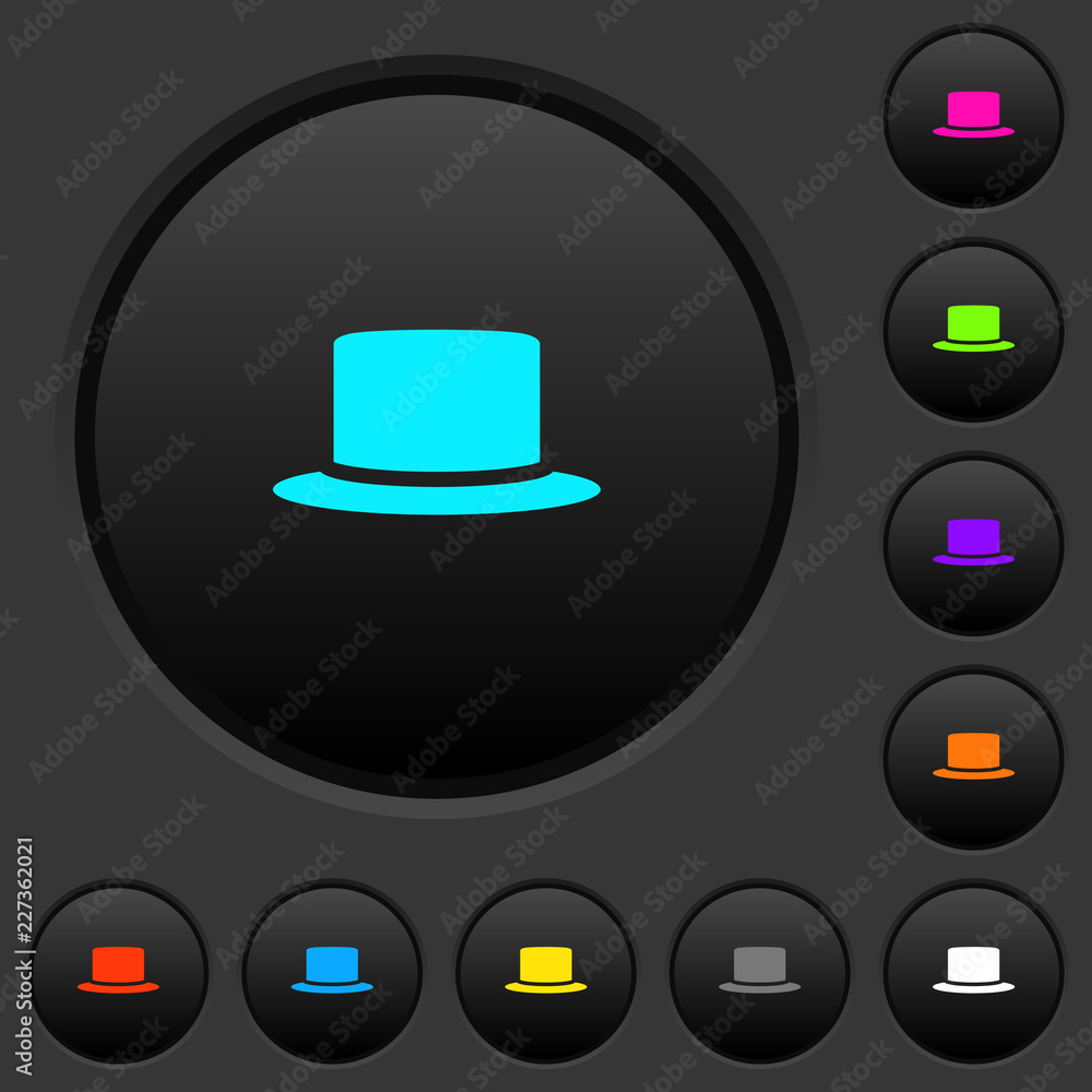 Poster silk hat dark push buttons with color icons