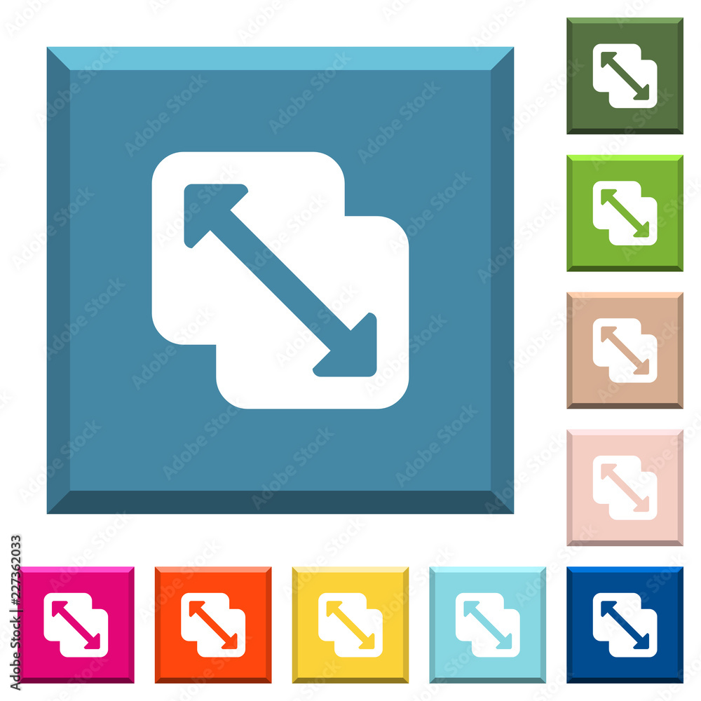 Poster merge shapes white icons on edged square buttons