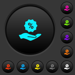 Discount services dark push buttons with color icons