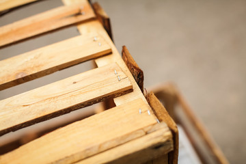 Close up view of wooden palettes pallets, Texture of a wooden palletes
