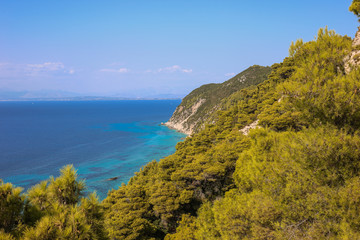 Fantastic view of the west coast of Lefkada island, Greece, Europe. Beauty of nature concept...