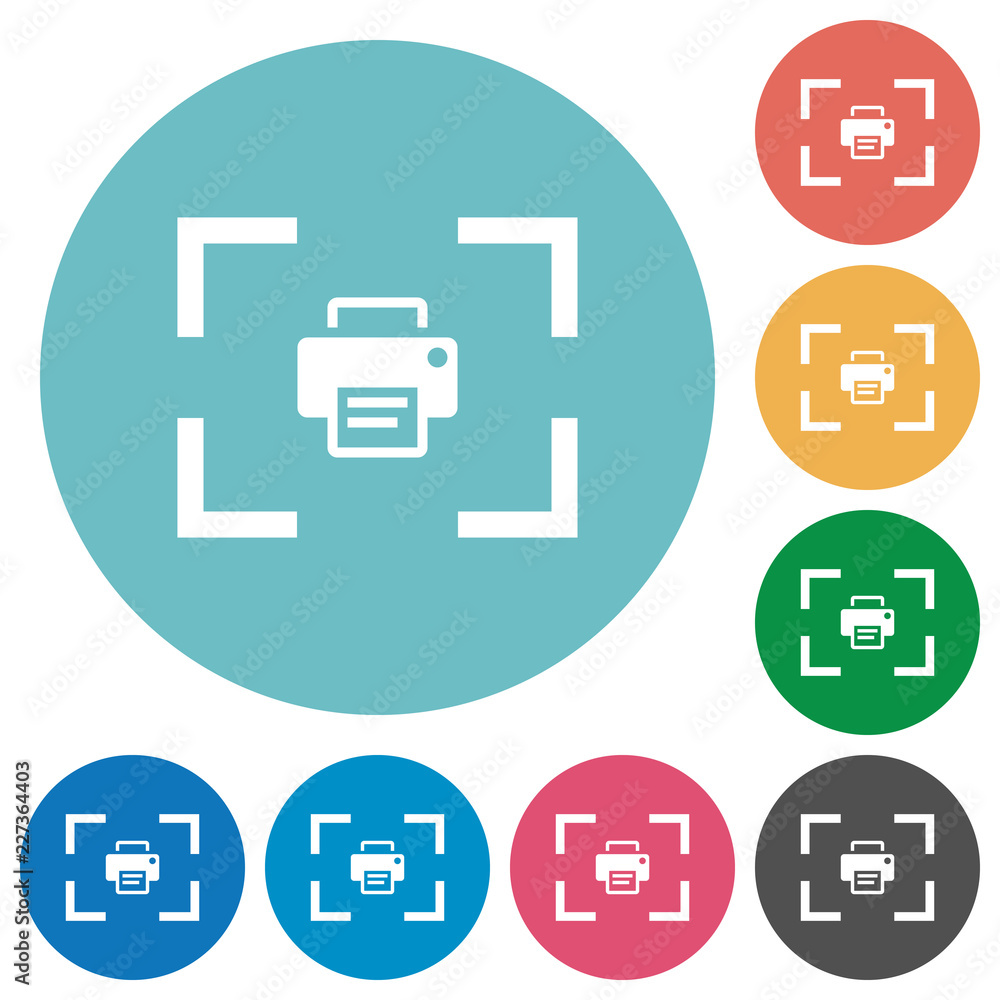 Poster camera print image flat round icons