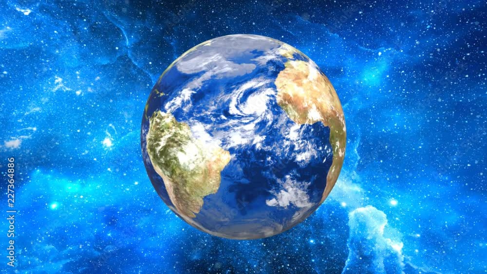 Wall mural camera rotation in the blue space around the planet earth