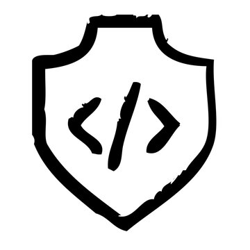 code location shield security safety protection secure vector icon - a black and white shield with a