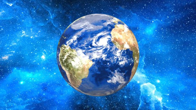 camera rotation in the blue space around the planet earth