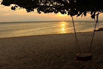 swing and sunset