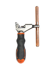 Naklejka premium Tool for bicycle repair on white background, top view