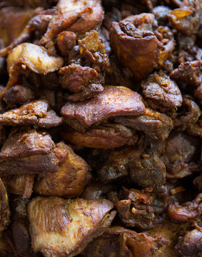 Fried pork meat.