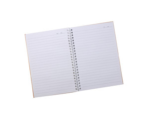 Open notebook with white page