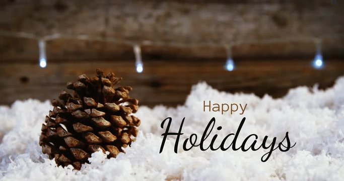 Happy Holidays text and Christmas decorations 4k