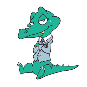 Crocodile kind businessman suit cartoon illustration isolated image