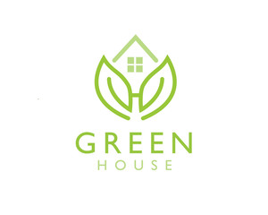 Green House, Leaf House, H initial Logo Design Inspiration