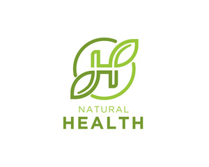H Leaf Circle initial logo design inspiration