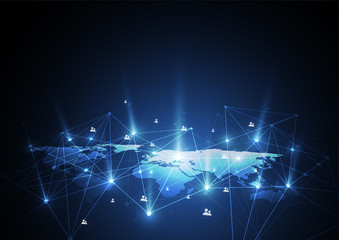 Global network connection. World map point and line composition concept of global business. Vector Illustration