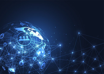 Global network connection. World map point and line composition concept of global business. Vector Illustration