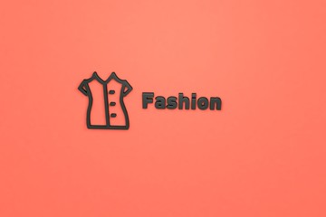 Text Fashion with dark 3D illustration and light red background