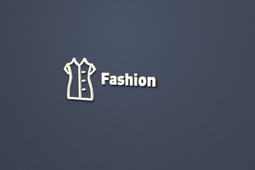 Text Fashion with yellow 3D illustration and blue background