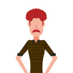 man portrait character on white background