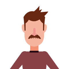 man portrait character on white background