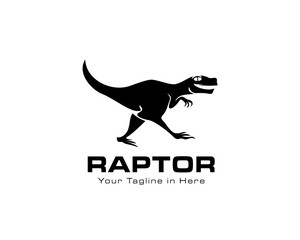 Running raptor dinosaurs logo
