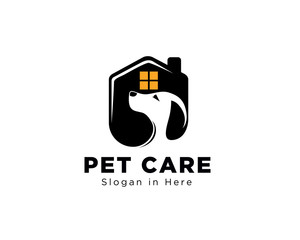 Dog house pet care logo design