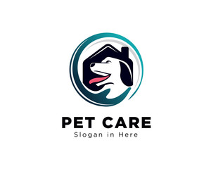 dog and house circle hand care logo