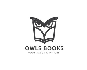 Owl book logo design, college owl book logo