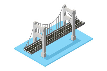 isometric bridge concept, vector illustration