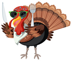 A turkey character on white background