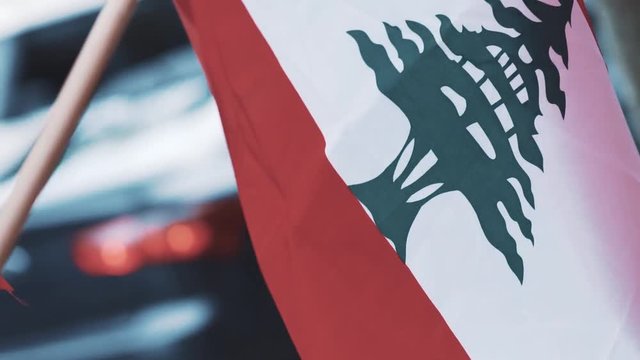Lebanon's flag in Bikfaya.
