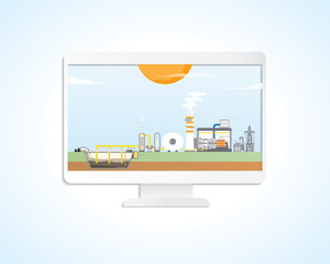 landfill gas power plant in screen monitor graphic