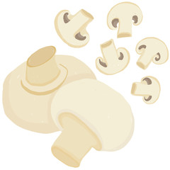 Vector painterly mushroom set; editable, scalable illustration.