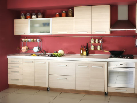 Close up domestic modern kitchen design