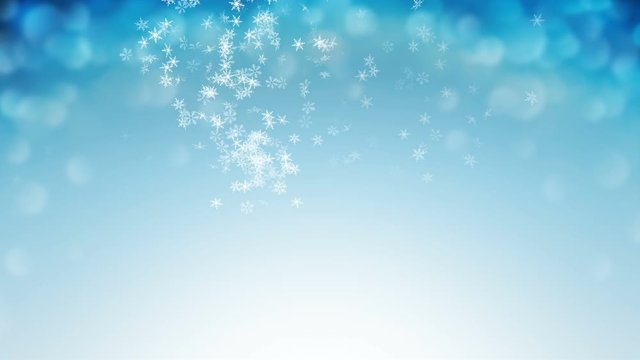 Christmas blue background with snow - loop, 4K