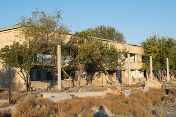 Abandoned ruined buildings home construction broken non-residential premises old for design...