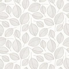  Embroidery floral seamless pattern on linen cloth texture