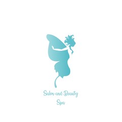 beautiful butterfly woman salon and spa vector logo design