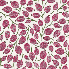  Embroidery floral seamless pattern on linen cloth texture