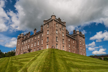 Holm of Drumlanrig, Scotland, UK - June 18, 2012: Closeup of free standing pink sand stone...