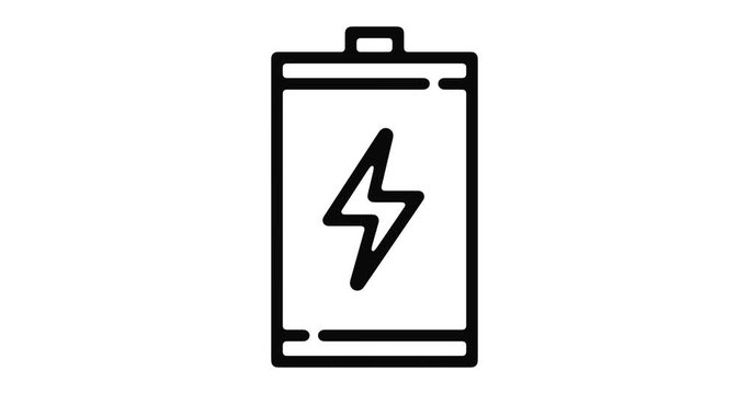 Battery line icon motion graphic animation with alpha channel.