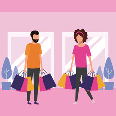 people shopping at mall