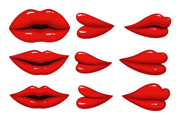 Fototapeta na wymiar Set of collection lips different