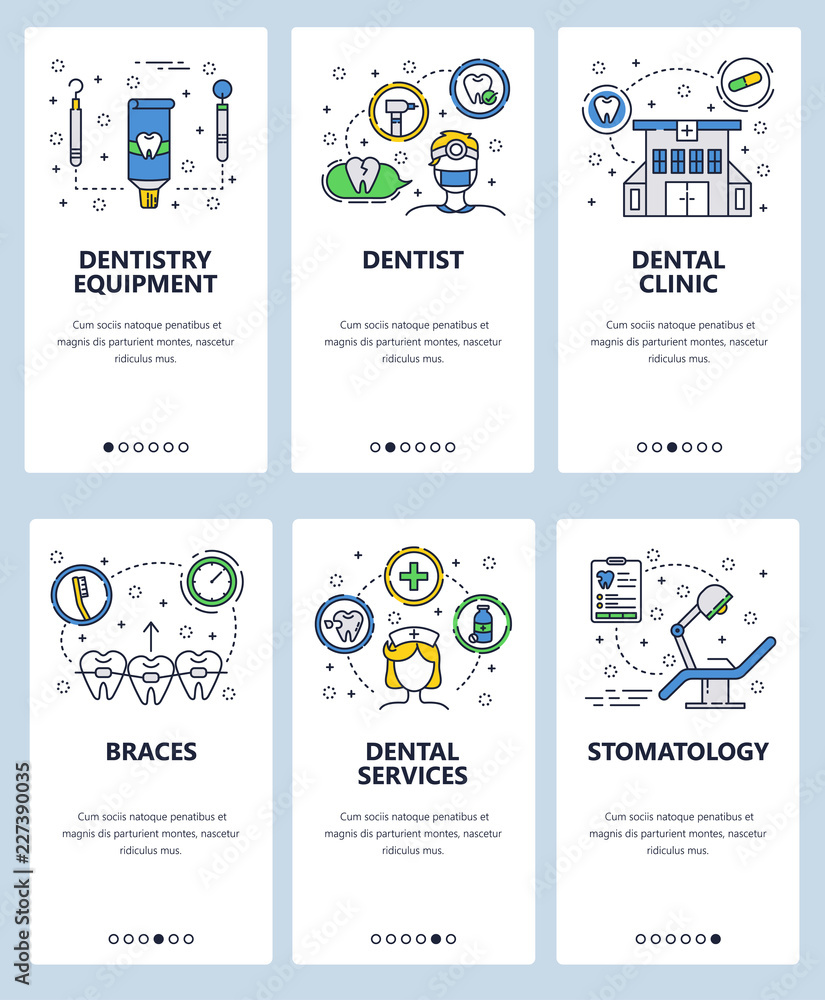 Poster vector line art web and mobile app template set