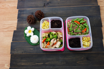 Homemade boxes of clean food, meal preparation for healthy diet