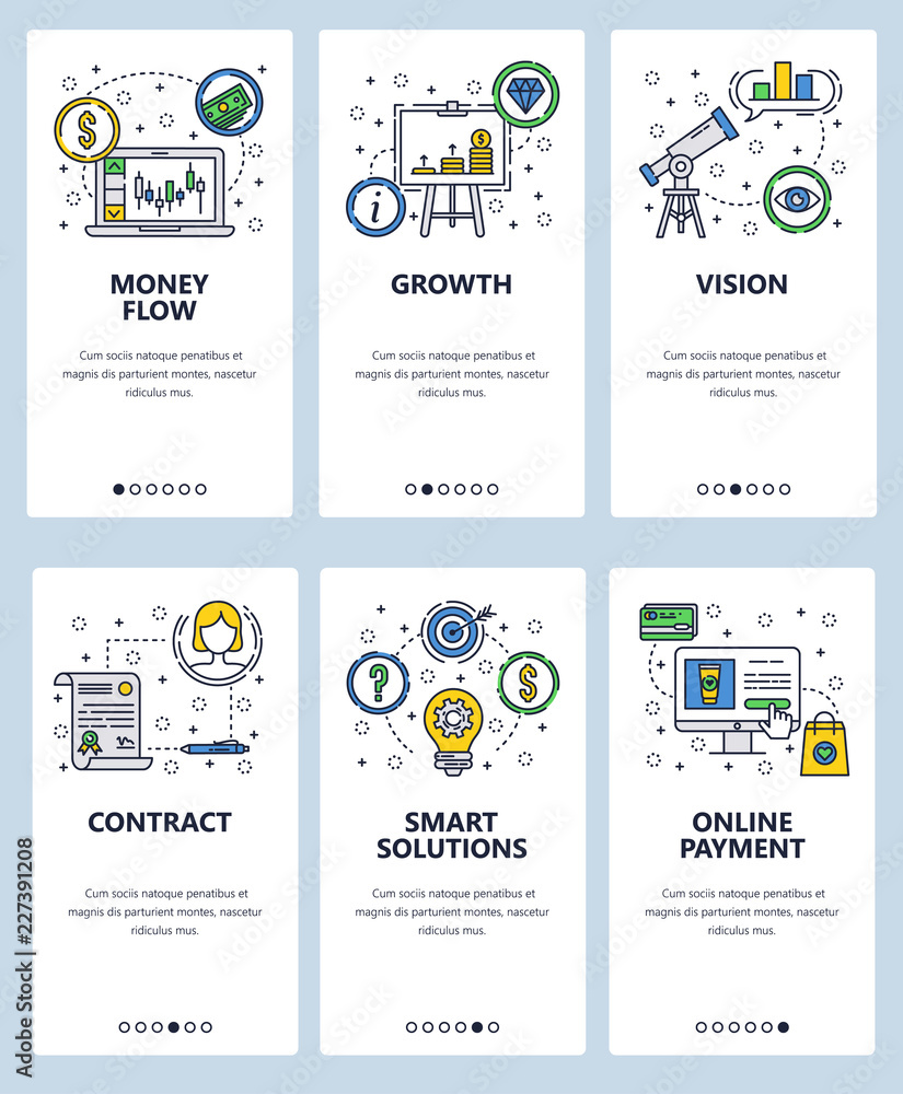 Poster vector line art web and mobile app template set