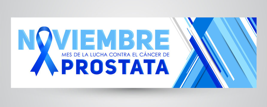 Noviembre mes de la lucha contra el Cancer de Prostata, November month of fight against Prostate Cancer spanish text, informational banner design