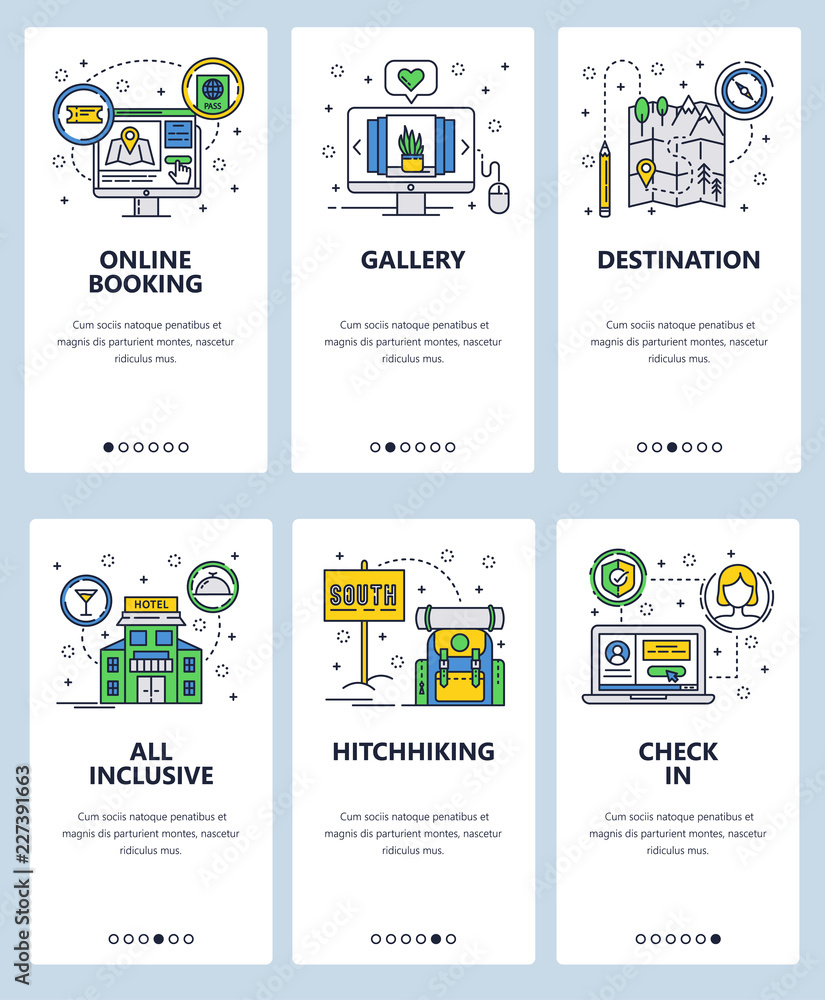 Poster vector line art web and mobile app template set