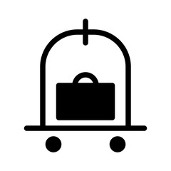 Luggage Cart Hotel Service Booking Trip Travel vector icon