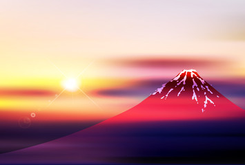 富士山　日の出　年賀状　背景